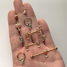 Load image into Gallery viewer, Orange Gem Gold Tone Holiday Wine Halloween Industrial Barbell 38mm