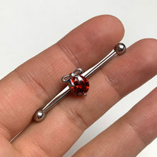 Load image into Gallery viewer, 14G Red Gem Precious Holiday Ornament Industrial Barbell 38mm