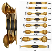 Load image into Gallery viewer, 8-Piece: Double Sided Stackable Copper Magnetic Measuring Spoons Set with Leveler