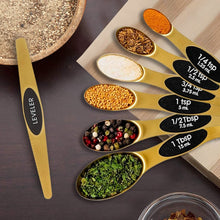 Load image into Gallery viewer, 8-Piece: Double Sided Stackable Copper Magnetic Measuring Spoons Set with Leveler