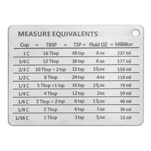Load image into Gallery viewer, Stainless Steel Measurement Conversion Chart With Strong Magnet For Cups, Tablespoons, Teaspoons, Fluid Oz And Milliliters Conversions