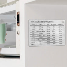 Load image into Gallery viewer, Stainless Steel Measurement Conversion Chart With Strong Magnet For Cups, Tablespoons, Teaspoons, Fluid Oz And Milliliters Conversions