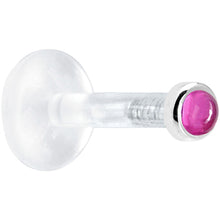 Load image into Gallery viewer, Solid 14K White Gold 2mm Genuine Pink Tourmaline Bioplast Push in Labret