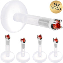 Load image into Gallery viewer, Solid 14K White Gold 1.5mm Genuine Red Diamond Bioplast Push in Labret