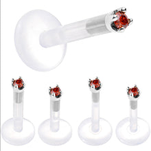 Load image into Gallery viewer, Solid 14K White Gold 1.5mm Genuine Red Diamond Bioplast Push in Labret