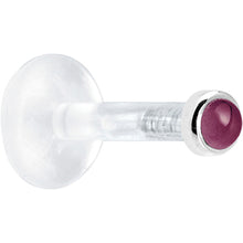 Load image into Gallery viewer, Solid 14K White Gold 2mm Genuine Rhodolite Garnet Bioplast Push in Labret