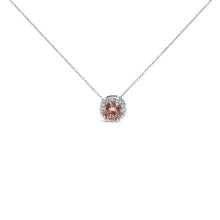 Load image into Gallery viewer, 14K White Gold 2 3/8 Cttw Lab Grown Pink Diamond Solitaire with Halo Pendant Necklace - 17" Inches