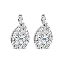 Load image into Gallery viewer, 14K White Gold 5/8 Cttw Lab Grown Diamond Tear Drop Halo Stud Earring