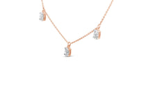 Load image into Gallery viewer, 14K Rose Gold 1 3/8 Cttw Oval Lab Grown Diamond Dangle Station Necklace - 17" Inches