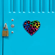 Load image into Gallery viewer, Acrylicious Rainbow Cheetah Print Heart Magnet by Onyx O