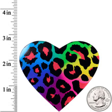 Load image into Gallery viewer, Acrylicious Rainbow Cheetah Print Heart Magnet by Onyx O