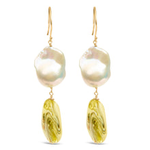 Load image into Gallery viewer, 14K Yellow Gold Citrine and Baroque Pearl Drop and Dangle Earrings 1 3/4 Inch Dangle