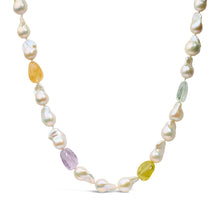 Load image into Gallery viewer, 14K Yellow Gold Citrine, Amethyst, and Baroque Pearl Strand Necklace - 18" Inches