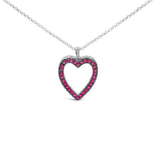 Load image into Gallery viewer, 18K 1/3 Cttw Diamond and Red Ruby Open Heart with Black Rhodium 18" Pendant Necklace (G-H Color, VS2-SI1 Clarity)