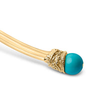 Load image into Gallery viewer, 18K Yellow Gold Sculpted Collar Necklace with Turquoise Cabochon Ends