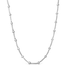 Load image into Gallery viewer, 14K White Gold 1.0 Cttw Diamond Flower and Bar Station Necklace