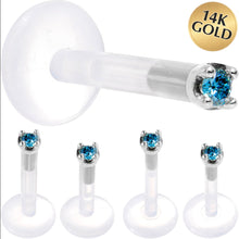 Load image into Gallery viewer, Solid 14K White Gold 1.5mm Genuine Blue Diamond Bioplast Push in Monroe