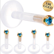 Load image into Gallery viewer, Solid 14K Yellow Gold 1.5mm Genuine Blue Diamond Bioplast Push in Monroe