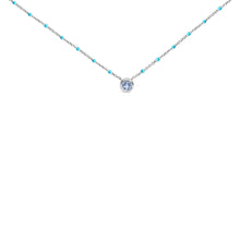 Load image into Gallery viewer, Sterling Silver Bezel Set Light Blue Aquamarine and Enamel Bead Chain Necklace