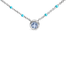 Load image into Gallery viewer, Sterling Silver Bezel Set Light Blue Aquamarine and Enamel Bead Chain Necklace
