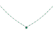 Load image into Gallery viewer, Sterling Silver Lab Created Emerald Bead Chain Necklace