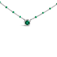 Load image into Gallery viewer, Sterling Silver Lab Created Emerald Bead Chain Necklace