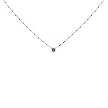 Load image into Gallery viewer, Sterling Silver Rhodolite Enamel Bead Chain Necklace 18 Inch