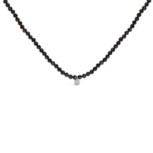 Load image into Gallery viewer, Sterling Silver Diamond Accent Black Spinel Bead Station Necklace