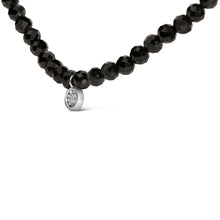 Load image into Gallery viewer, Sterling Silver Diamond Accent Black Spinel Bead Station Necklace