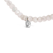 Load image into Gallery viewer, Sterling Silver Moonstone Bead Station Necklace with Diamond Accent