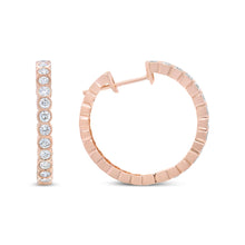 Load image into Gallery viewer, 18K Rose Gold 1 Cttw Round Bezel-Set Diamond Hoop Earrings (F-G Color, VS1-VS2 Clarity)