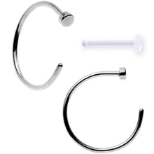 Load image into Gallery viewer, 20G 3/8" Pack of 2 Stainless Steel Nose Hoop Rings