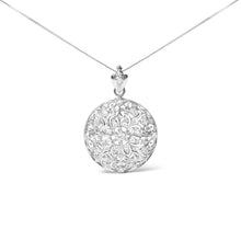 Load image into Gallery viewer, 18K White Gold 1 5/6 Cttw Diamond Cluster Floral Filigree Brooch Pin and 18" Pendant Necklace (G-H Color, I1-I2 Clarity)