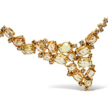 Load image into Gallery viewer, 18K Yellow Gold 1/2 Cttw Brown Diamond and Multi-Size Oval Yellow Sapphire Cluster Cascade Station Necklace (Brown Color, SI1-SI2 Clarity) - Adjustable up to 14" to 16"