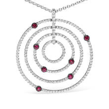 Load image into Gallery viewer, 18K White Gold 2 1/6 Cttw Pave Set Diamonds and Red Ruby Openwork Circles 18" Pendant Necklace (G-H Color, SI2-I1 Clarity) - Adjustable up to 16" - 18"