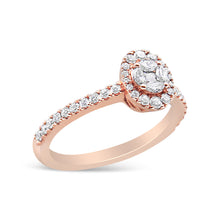 Load image into Gallery viewer, 18K Rose Gold 1/2 Cttw Composite Marquise Composite Diamond Oval Shaped Halo Engagement Ring (F-G Color, VS1-VS2 Clarity) - Ring Size 7