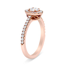 Load image into Gallery viewer, 18K Rose Gold 1/2 Cttw Composite Marquise Composite Diamond Oval Shaped Halo Engagement Ring (F-G Color, VS1-VS2 Clarity) - Ring Size 7
