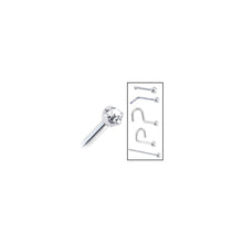 Load image into Gallery viewer, Solid 14K White Gold 2mm Clear Cubic Zirconia Nose Ring