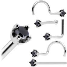 Load image into Gallery viewer, Solid 14K White Gold 1.5mm Genuine Black Diamond Nose Ring