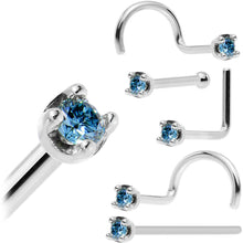 Load image into Gallery viewer, 14k White Gold 2mm Lab Grown Blue Diamond Nose Ring