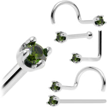 Load image into Gallery viewer, 14k White Gold 2mm Lab Grown Green Diamond Nose Ring