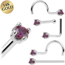 Load image into Gallery viewer, Solid 14K White Gold 1.5mm Genuine Purple Diamond Nose Ring