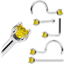 Load image into Gallery viewer, Solid 18K White Gold 1.5mm Genuine Yellow Diamond Nose Ring