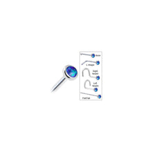Load image into Gallery viewer, Solid 14K White Gold 2mm Dark Blue Synthetic Opal Nose Ring