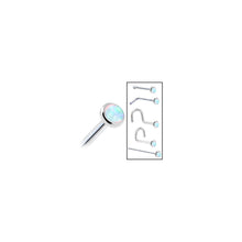 Load image into Gallery viewer, Solid 14K White Gold 2mm Synthetic Opal Nose Ring