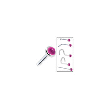 Load image into Gallery viewer, Solid 14K White Gold 2mm Genuine Pink Garnet Nose Ring