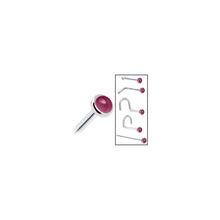 Load image into Gallery viewer, Solid 14K White Gold 2mm Genuine Raspberry Rhodolite Garnet Nose Ring