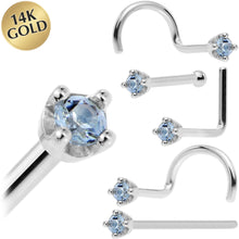 Load image into Gallery viewer, Solid 14K White Gold 1.5mm Genuine Topaz Nose Ring