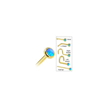 Load image into Gallery viewer, Solid 14K Yellow Gold 2mm Blue Synthetic Opal Nose Ring