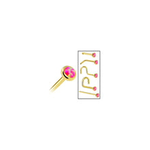 Load image into Gallery viewer, Solid 14K Yellow Gold 2mm Brilliant Pink Synthetic Opal Nose Ring